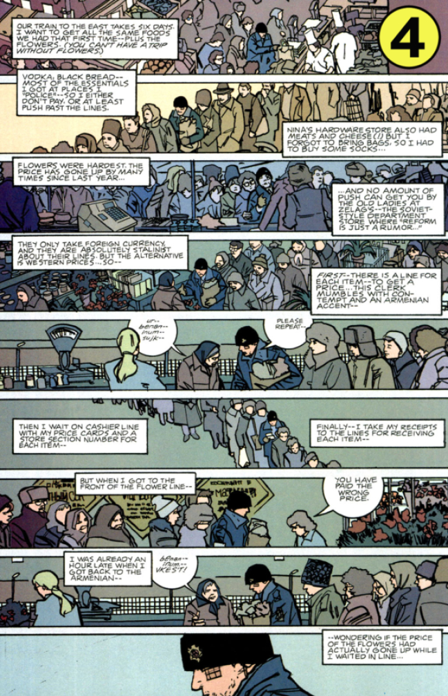 Crowd scene from The Winter Men #1, copyright 2005 Brett Lewis and John Paul Leon